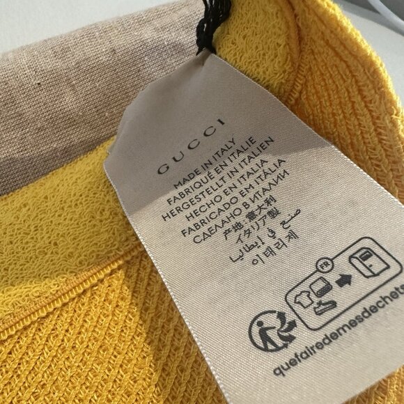 NWT GUCCI Hat Sun Visor Straw Yellow Sz L 100% Authentic - Picture 10 of 11